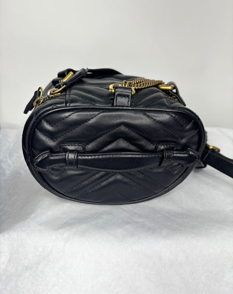 Preloved GG Marmont Vanity Backpack Matelasse Leather Mini