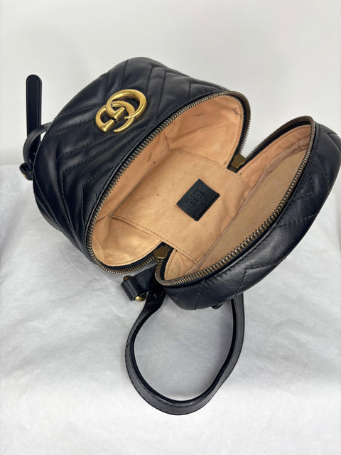Preloved GG Marmont Vanity Backpack Matelasse Leather Mini