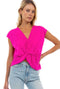 Katy Twisted Chiffon Top - Hot Pink