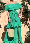 Sophia Off Shoulder Maxi Dress - Green