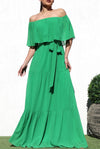 Alynna Off Shoulder Maxi Dress - Green