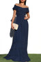 Noemi Off Shoulder Maxi Dress - Navy Blue