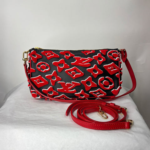 NEW LOUIS VUITTON X UF Tufted Monogram Pochette Black Red