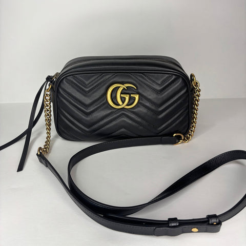 New Gucci GG Marmont Mini Camera Bag  Black