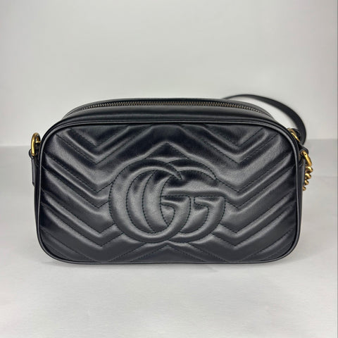 New Gucci GG Marmont Mini Camera Bag  Black