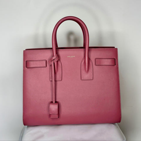 New Saint Laurent Rose Dark Calfskin Nano Sac de Jour