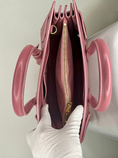 New Saint Laurent Rose Dark Calfskin Nano Sac de Jour