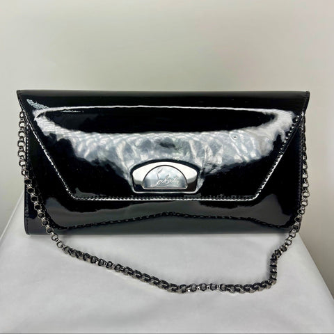 Preloved Christian Louboutin Vero Dodat Patent Leather Clutch Black