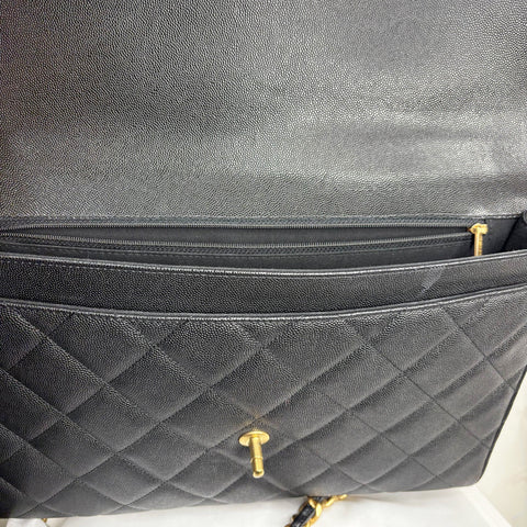 Preloved Chanel Caviar Quilted Carry Me Top Handle Flap Black