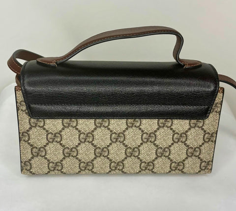 Preloved Gucci Gucci Beige Black GG Supreme Canvas and Leather Mini Padlock Top Handle BeigeBag