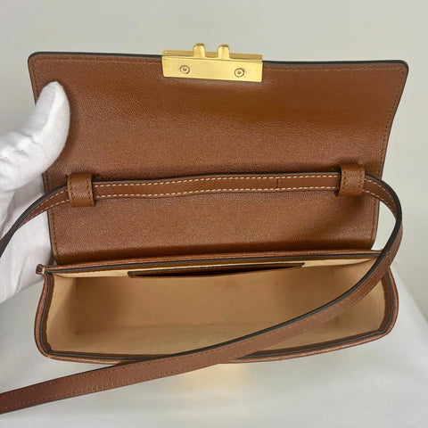 Preloved Gucci Gucci Beige Black GG Supreme Canvas and Leather Mini Padlock Top Handle BeigeBag